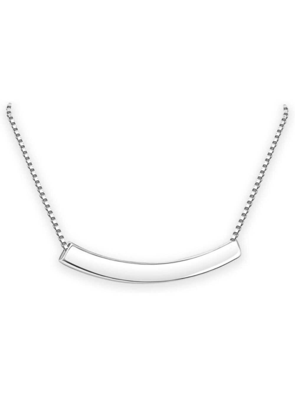 Sterling Silver Curved Bar Necklace for Women - Layering & Balance Jewelry